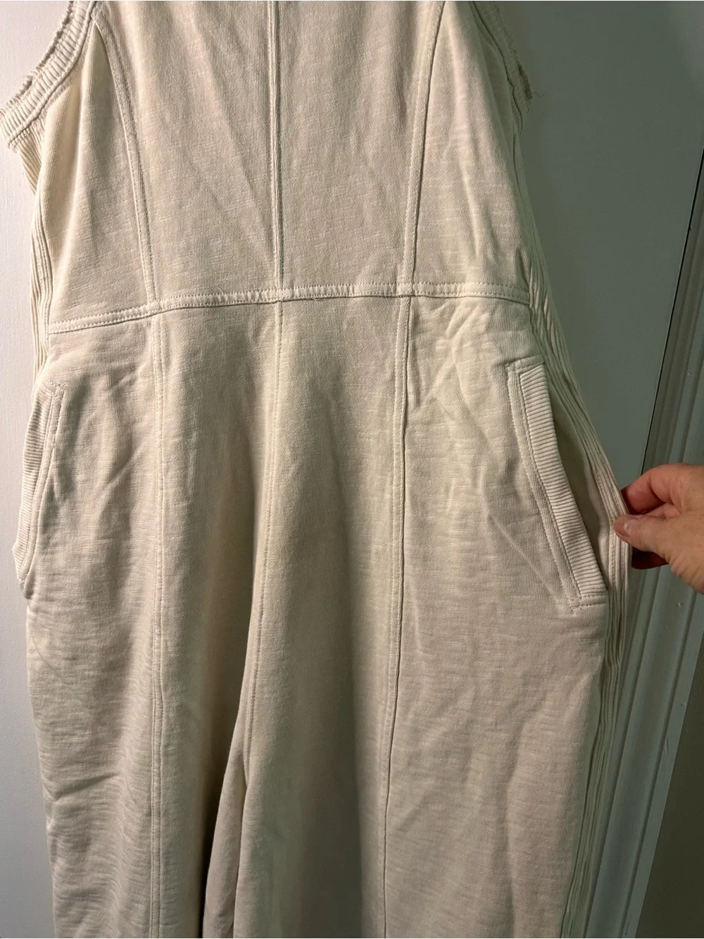 ANTHROPOLOGIE DAILY PRACTICE IVORY WIDE LEG JUMPSUIT SIZE MEDIUM - Picture 4 of 10